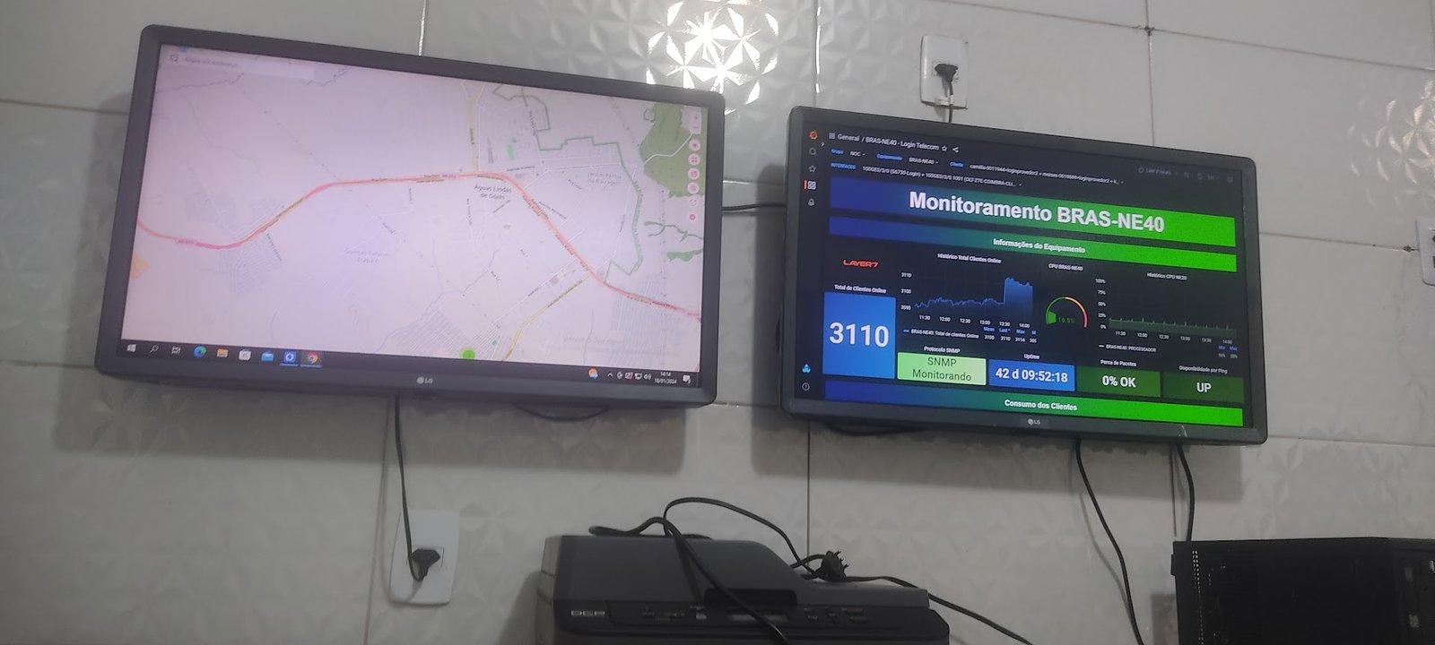 Telas de central de monitoramento de rede NOC avançado